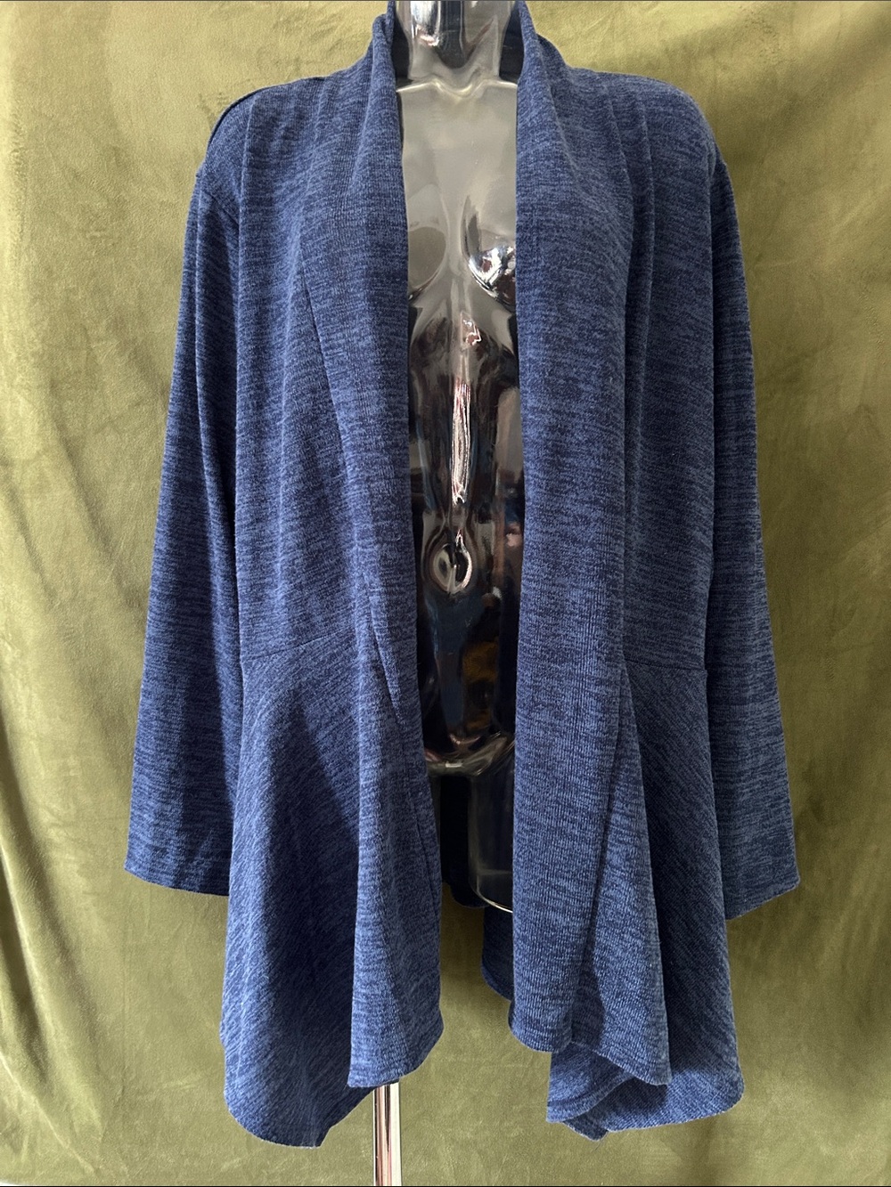 Relaxed Open-Front Blue Women's Cardigan